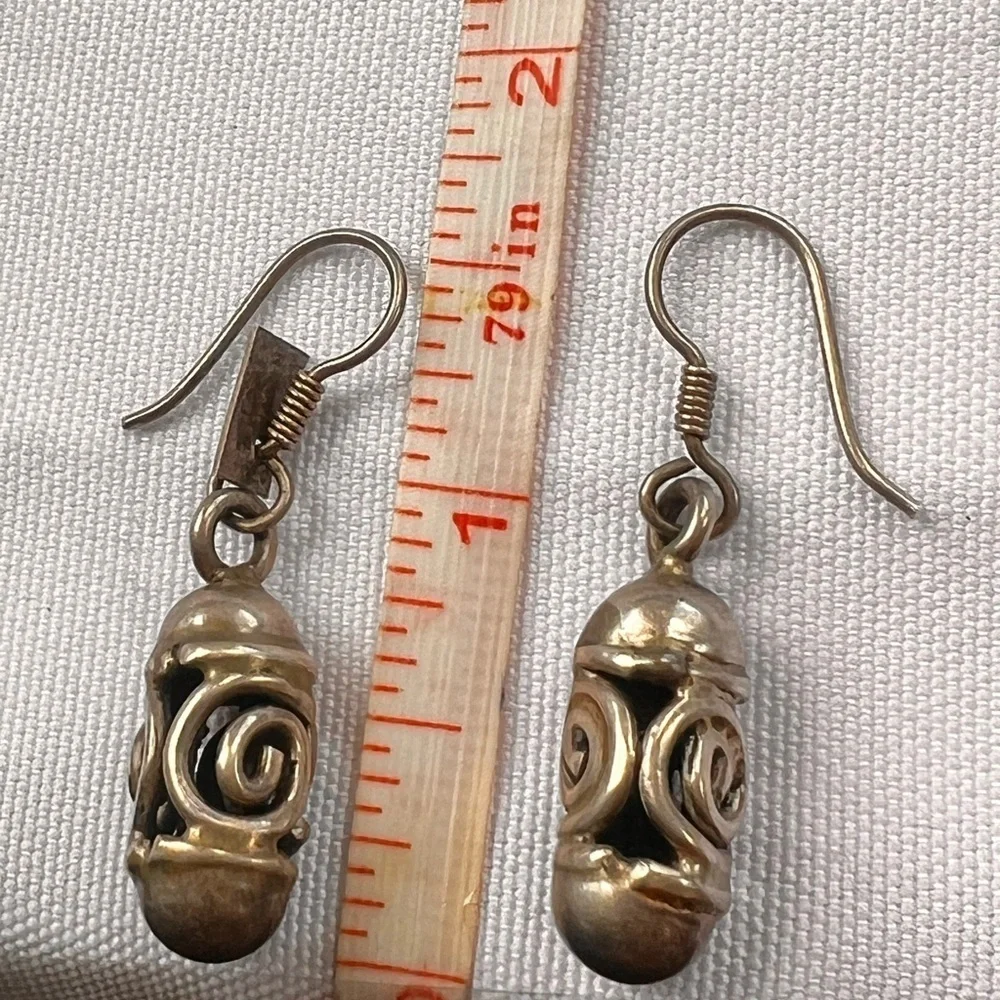 Taxco Modernist Sterling Silver Dangly Earrings Made in Mexico